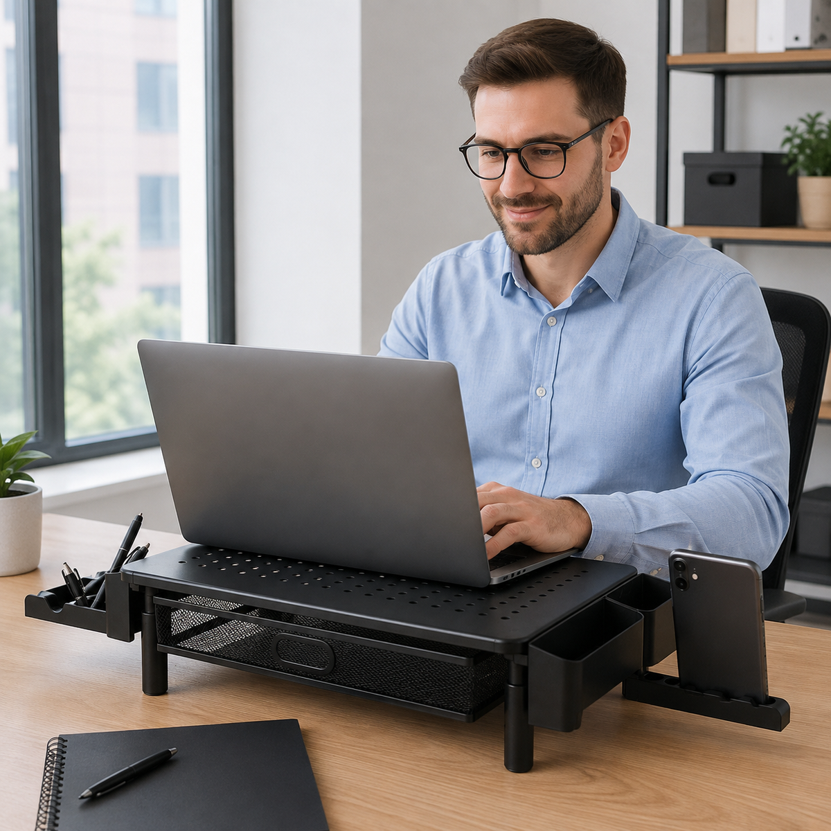 š¤ Workspace Essential | Metal Mesh Monitor Stand | Smart Desk Organization