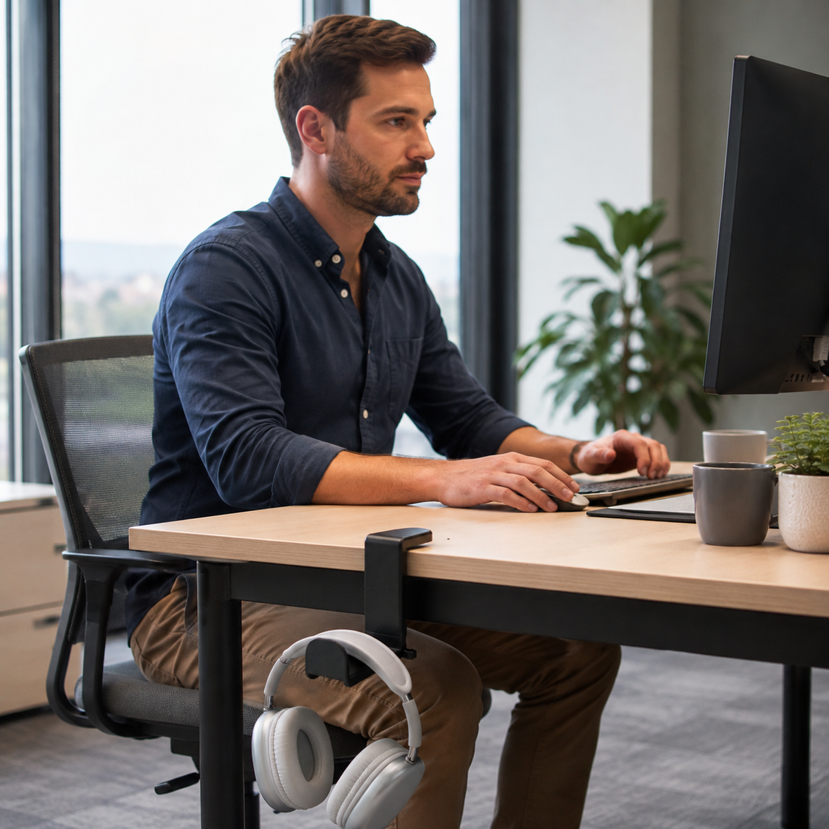 š§ Desk Upgrade | ABS Clamp Headphone Holder | Space Saving Solution