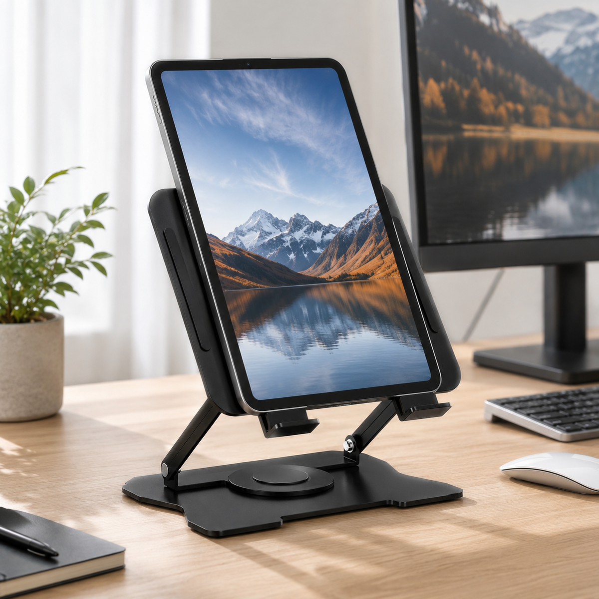 🖤 Desk Essential | Metal Tablet Stand | Flexible Viewing Upgrade