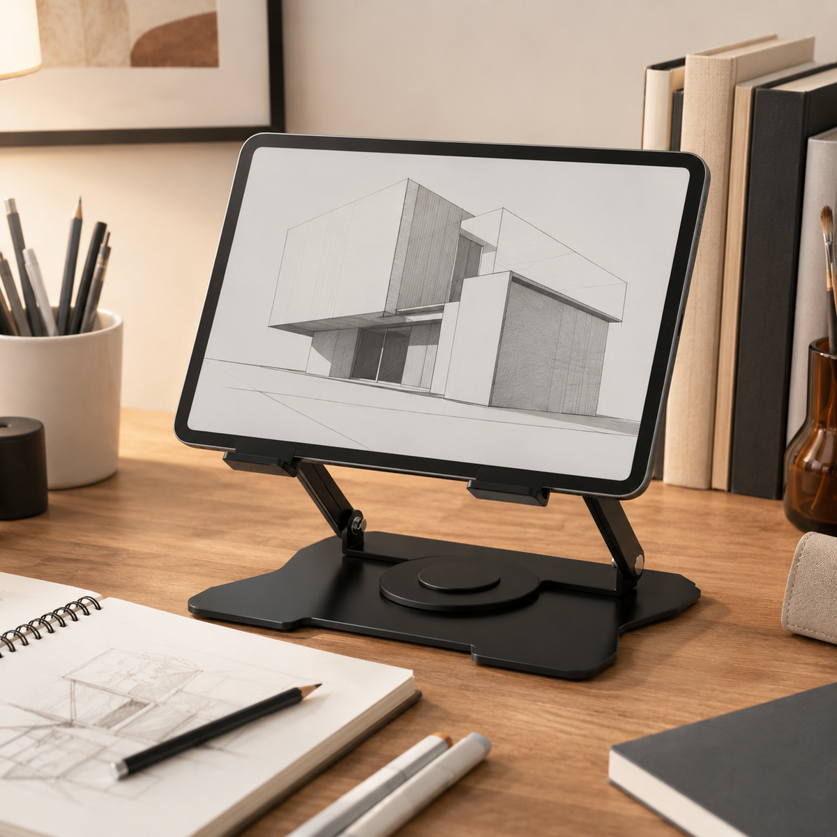🖤 Desk Essential | Metal Tablet Stand | Flexible Viewing Upgrade