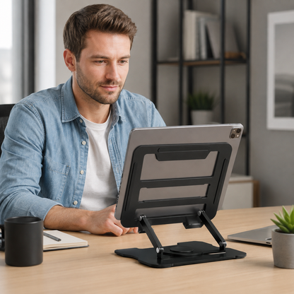 🖤 Desk Essential | Metal Tablet Stand | Flexible Viewing Upgrade