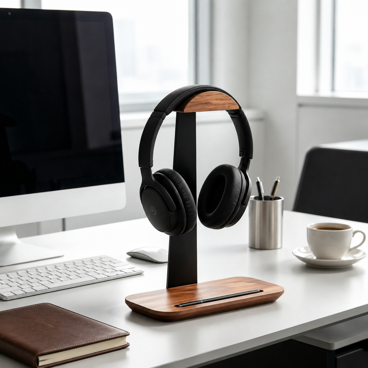 🎧 Desk Essential | Walnut Wood Headphone Stand | Premium Setup Upgrade