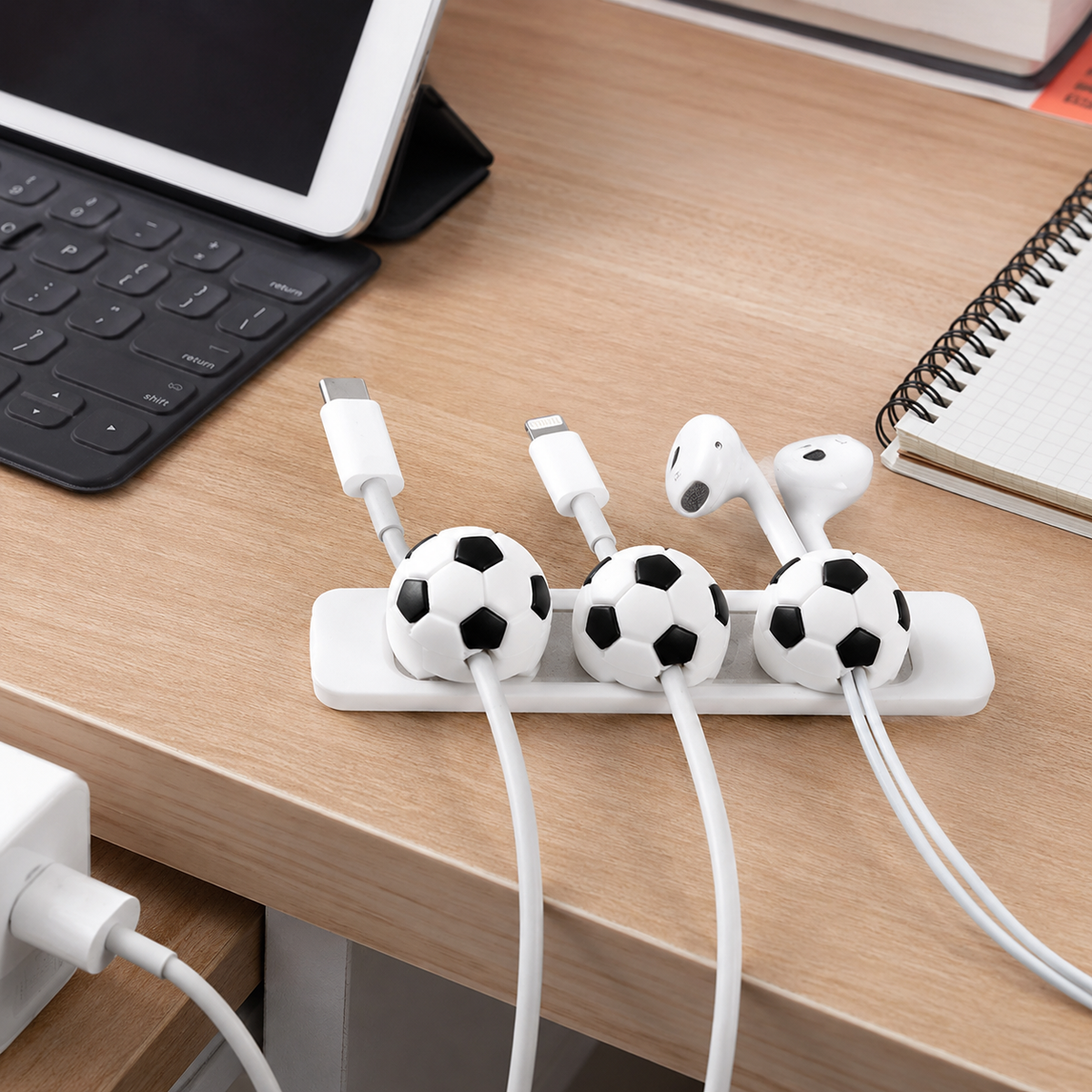 ⚽ Soccer Cable Organizer | Playful Desk Cord Holder