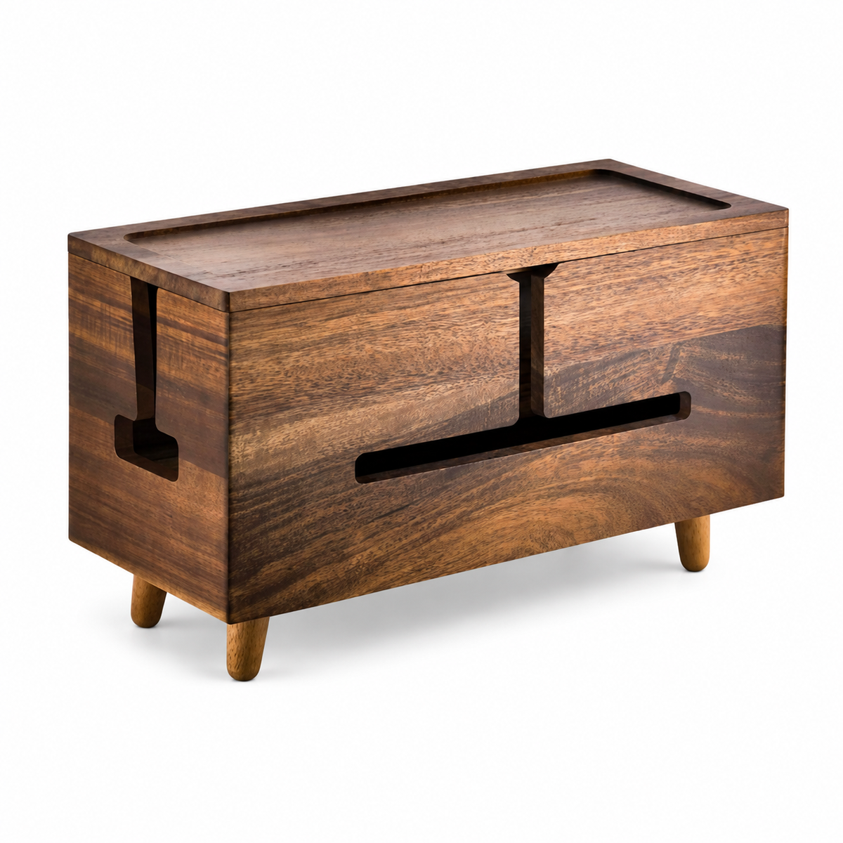 🌿 Cable Storage Box | Solid Wood Organizer | Home Office & Living Spaces | Natural Minimalist Style