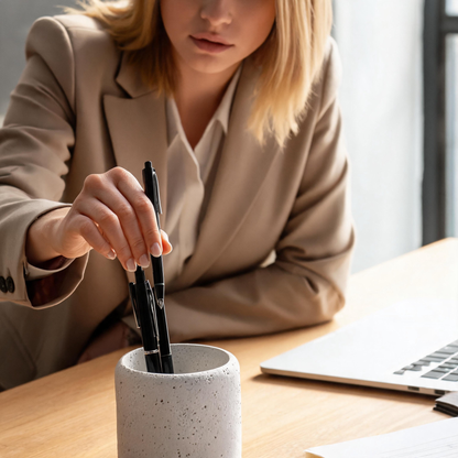 🤍 Gift-Worthy | Stone Texture Desk Decor | Minimal Pencil Holder Charm